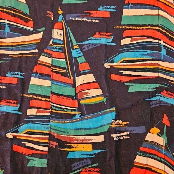 Soft Surroundings Size Large Multicolor Sailboat on Navy Blue Long Sleeve Shirt - Picture 3 of 11